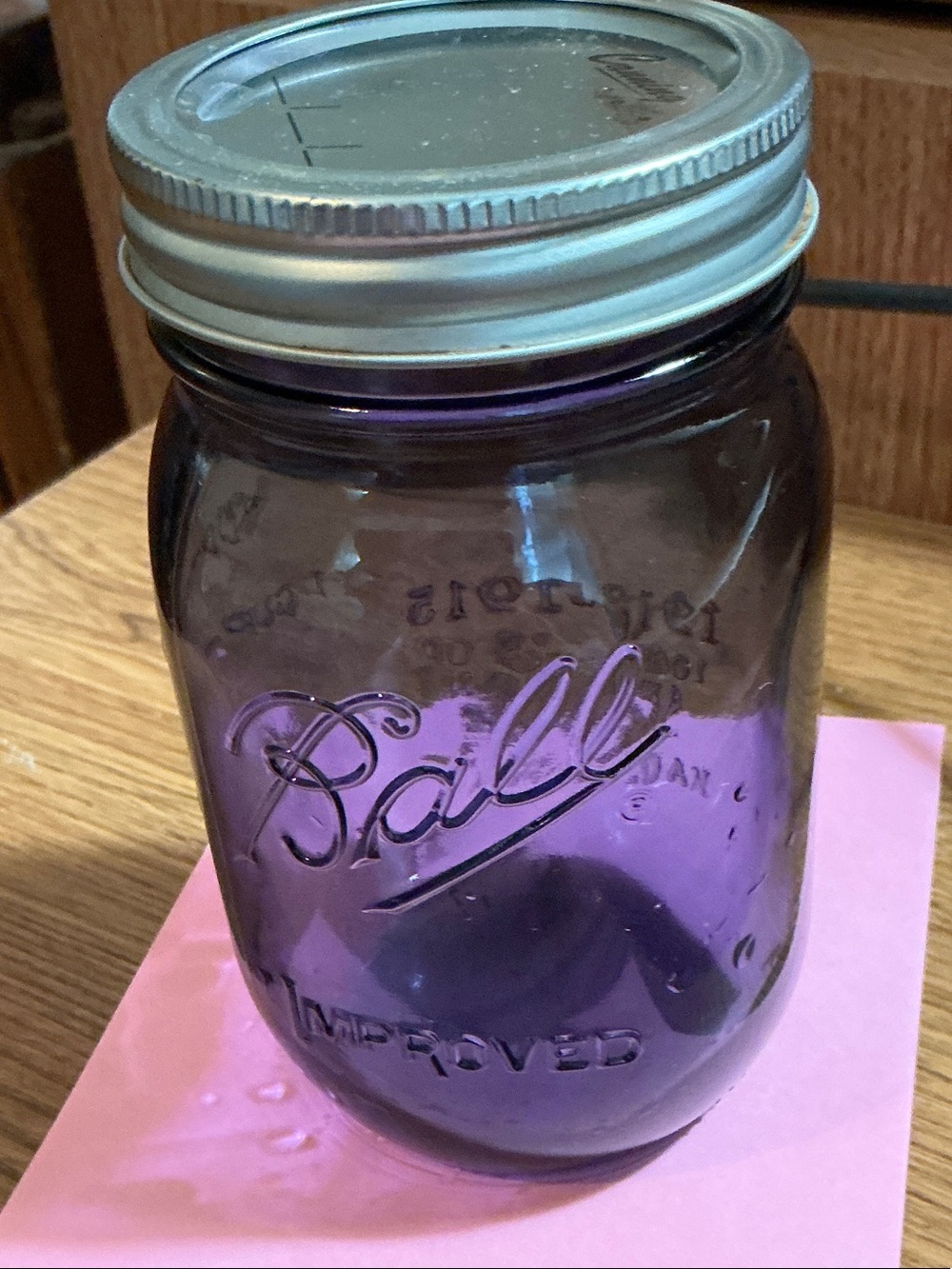 Vintage Purple Improved Mason Jar with Silver Lid 100th Anniversary